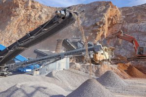 Mining crushing plant and conveyor systems for material handling